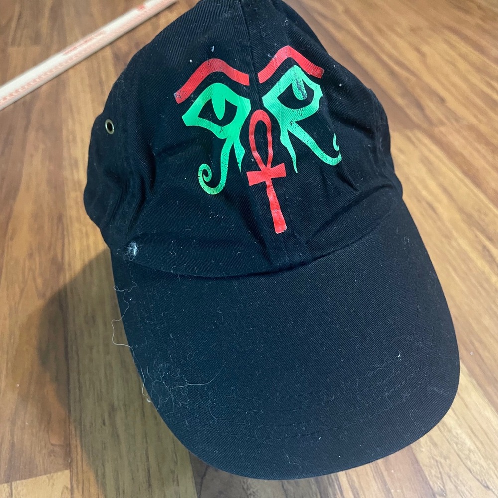 Anvil Eye of Horus Ankh Hat Mens OSFA Black Cotton Egyptian Graphic Baseball Cap